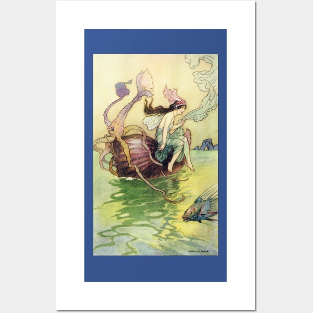 Sea Fairy and Octopus in a Shell Boat - Warwick Goble Wall Art by forgottenbeauty